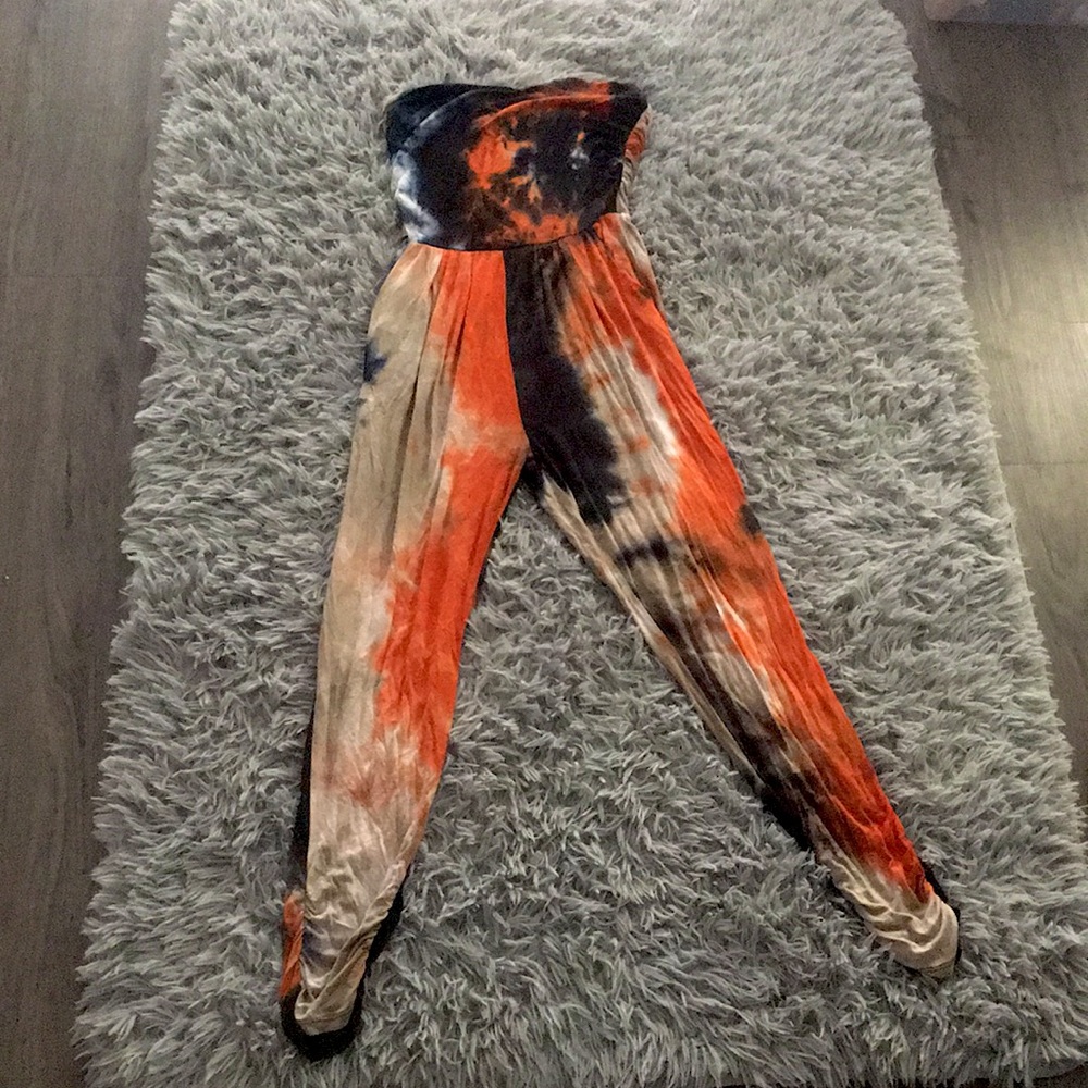 Heart & Hips One Piece Orange Tye Dye Jumpsiuit / Romper